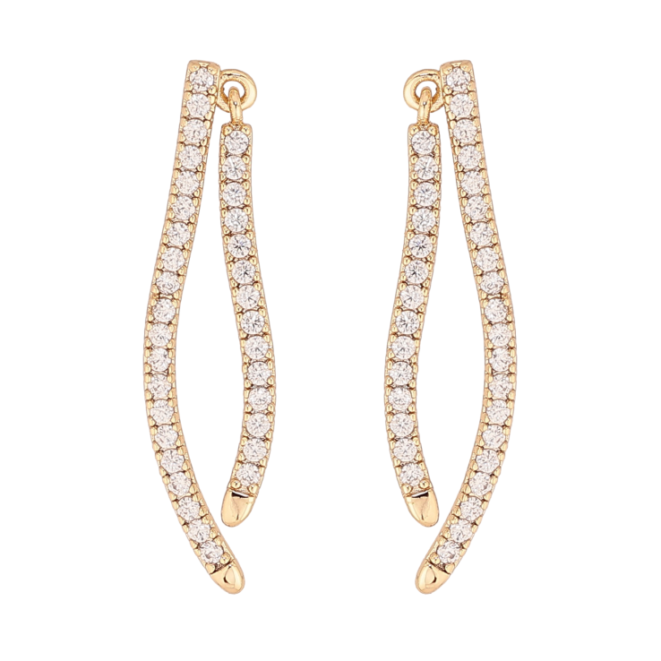 Сережки Xuping колір Позолота 14K пусети "Дорожки кристалів" фото №21 Сережки Xuping колір Позолота 14K пусети "Дорожки кристалів" фото №21