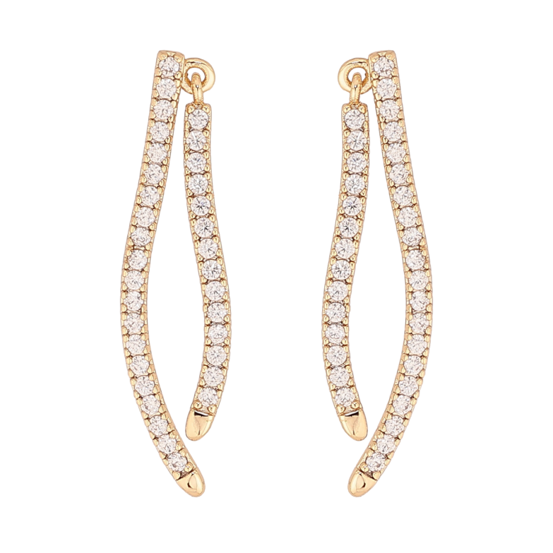 Сережки Xuping колір Позолота 14K пусети "Дорожки кристалів" фото №10 Сережки Xuping колір Позолота 14K пусети "Дорожки кристалів" фото №10