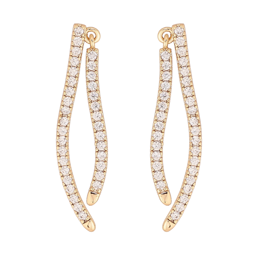Сережки Xuping колір Позолота 14K пусети "Дорожки кристалів" фото №1 Сережки Xuping колір Позолота 14K пусети "Дорожки кристалів" фото №1