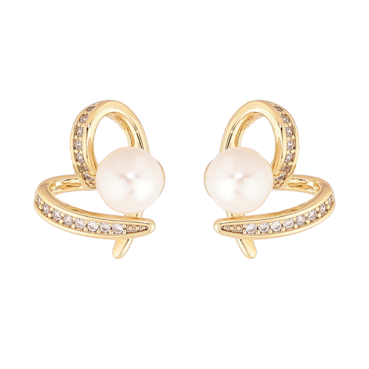 Сережки Xuping колір Позолота 14K пусети "Сердечки з перлинами" фото №22 Сережки Xuping колір Позолота 14K пусети "Сердечки з перлинами" фото №22