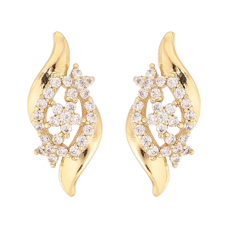 Серьги Xuping цвет Позолота 14K пусеты "Узор с кристаллами" фото №9