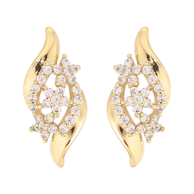 Сережки Xuping колір Позолота 14K пусети "Візерунок з кристалами" фото №12 Сережки Xuping колір Позолота 14K пусети "Візерунок з кристалами" фото №12