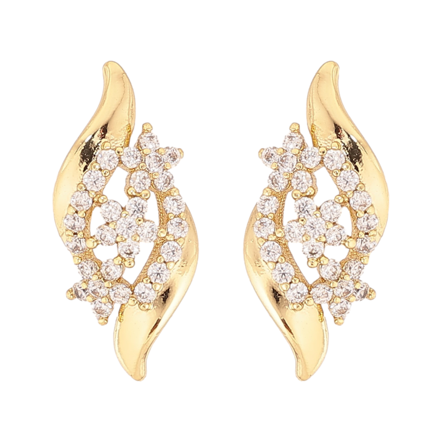 Сережки Xuping колір Позолота 14K пусети "Візерунок з кристалами" фото №1 Сережки Xuping колір Позолота 14K пусети "Візерунок з кристалами" фото №1