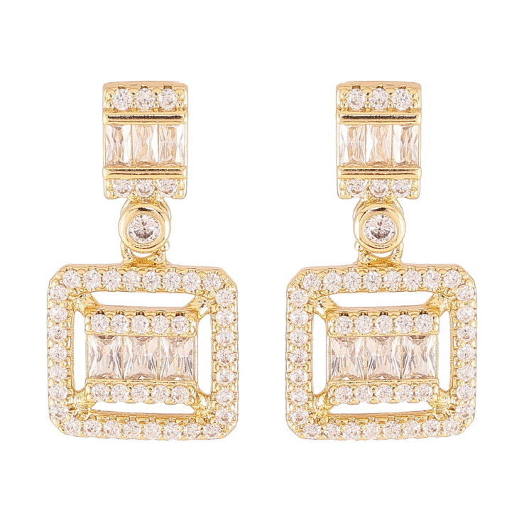 Серьги Xuping цвет Позолота 14K пусеты "Инкрустация кристаллами" фото №11