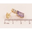 Сережки Xuping колір Позолота 14K пусети "Візерунок з бузковими кристалами" фото №2