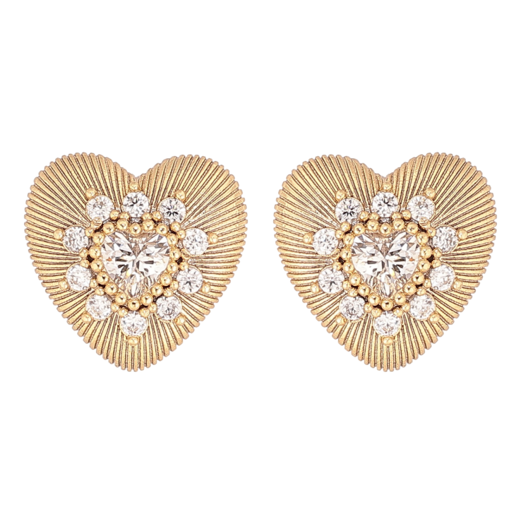 Сережки Xuping колір Позолота 14K пусети "Сердечка з кристалами" фото №9
