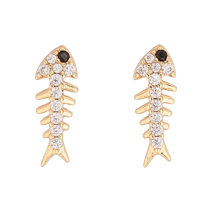 Сережки Xuping колір Позолота 14K пусети "Скелети риб з кристалами" фото №12 Сережки Xuping колір Позолота 14K пусети "Скелети риб з кристалами" фото №12