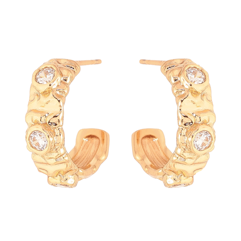 Серьги Xuping цвет Позолота 18K пусеты "Декоративные дуги с кристаллами" фото №1