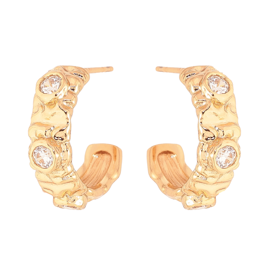 Серьги Xuping цвет Позолота 18K пусеты "Декоративные дуги с кристаллами" фото №1
