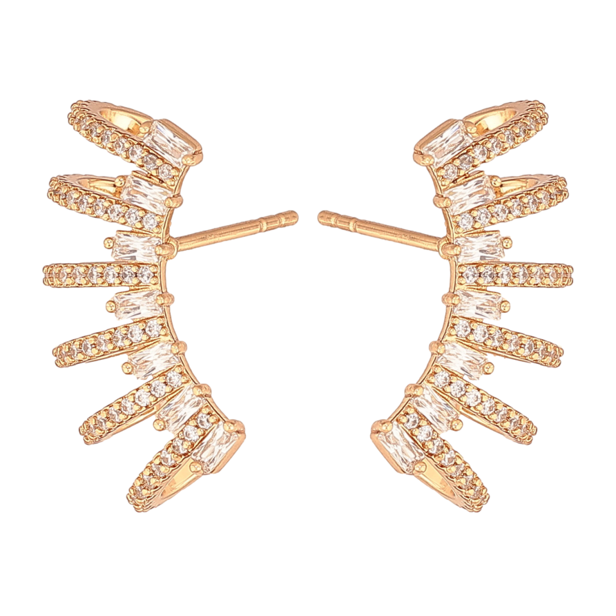 Сережки Xuping колір Позолота 18К пусети "Візерунок з кристалами" фото №1 Сережки Xuping колір Позолота 18К пусети "Візерунок з кристалами" фото №1
