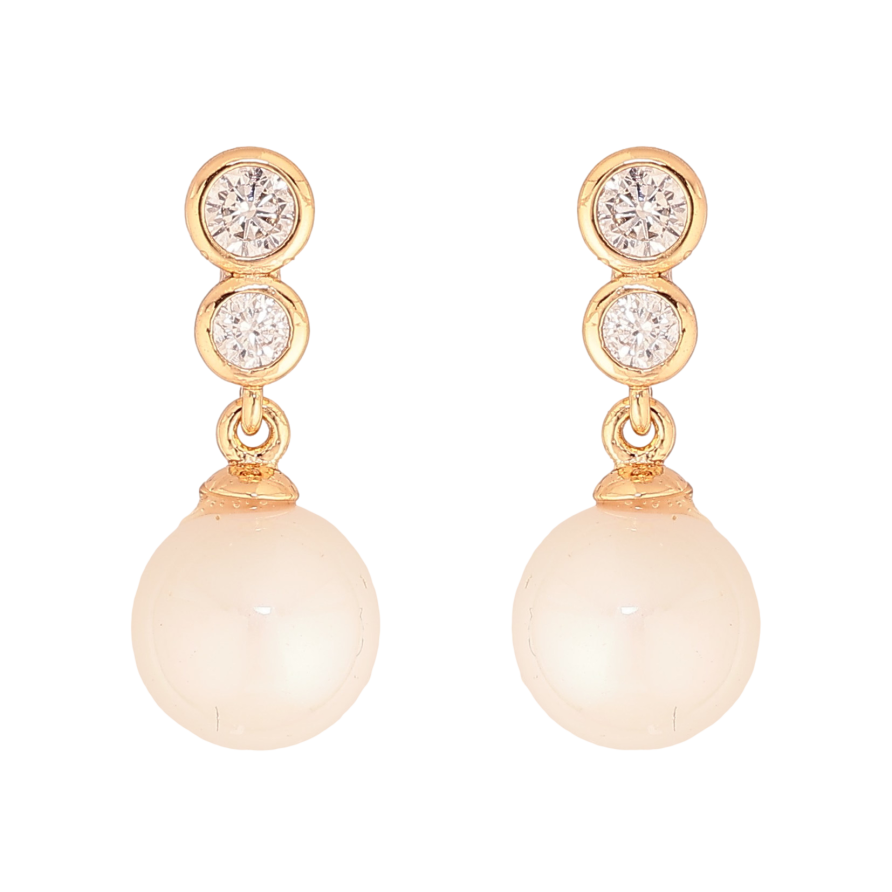 Серьги Xuping цвет Позолота 18K пусеты "Жемчужные подвески" фото №1