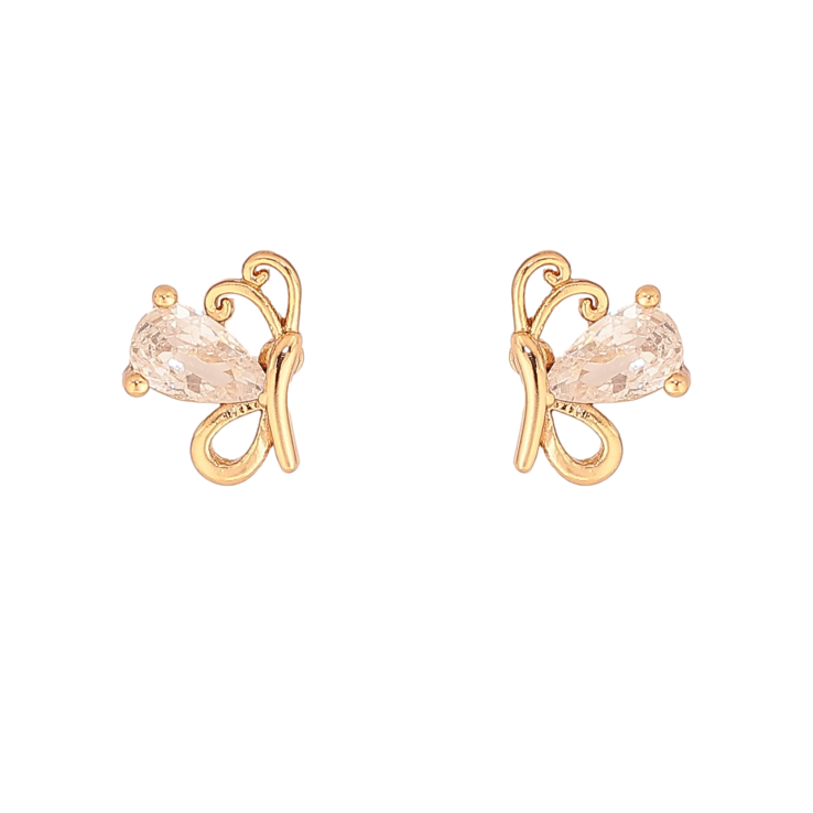 Серьги Xuping цвет Позолота 18K пусеты "Бабочки с кристаллами" фото №4