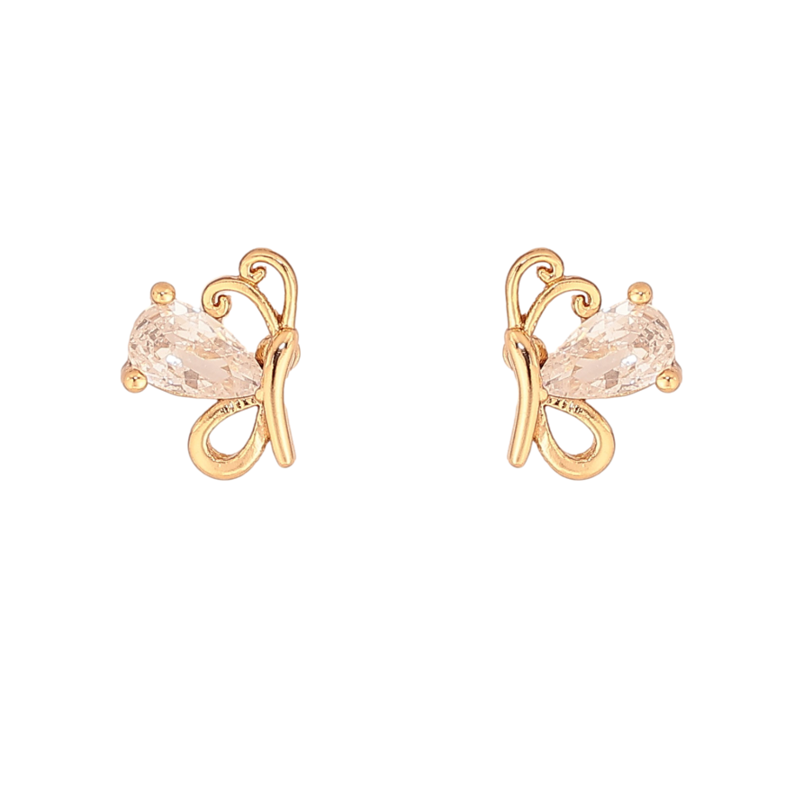 Сережки Xuping колір Позолота 18K пусети "Метелики з кристалами" фото №1 Сережки Xuping колір Позолота 18K пусети "Метелики з кристалами" фото №1