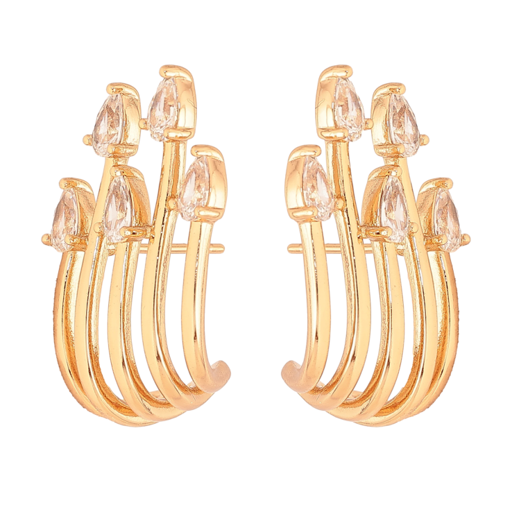 Серьги Xuping цвет Позолота 18K пусеты "Узор с кристаллами" фото №17