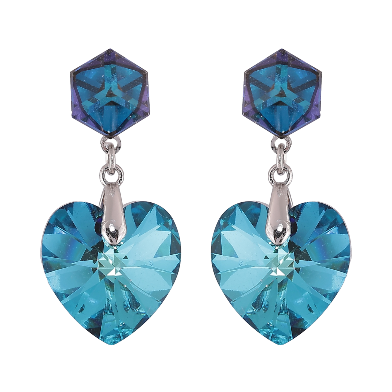 Сережки Xuping колір Родій з кристалами Swarovski пусети "Кристальні підвіски Metallic Blue" фото №1 Сережки Xuping колір Родій з кристалами Swarovski пусети "Кристальні підвіски Metallic Blue" фото №1