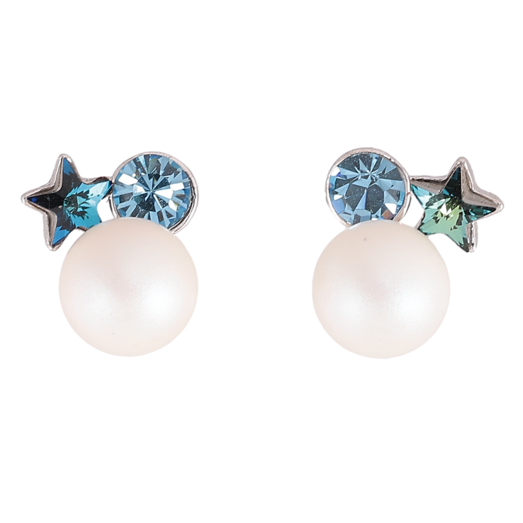Серьги Xuping цвет Родий с кристаллами Swarovski пусеты "Жемчужины с кристаллами Metallic Blue" Разний цвет кристаллов фото №15 Серьги Xuping цвет Родий с кристаллами Swarovski пусеты "Жемчужины с кристаллами Metallic Blue" Разний цвет кристаллов фото №15