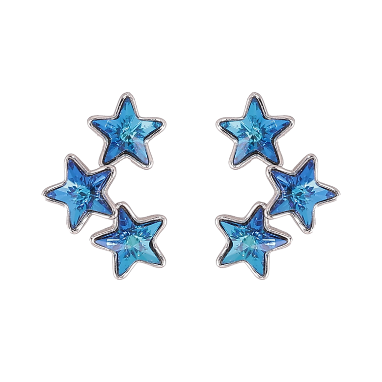 Сережки Xuping колір Родій з кристалами Swarovski пусети "Кристальні зірки Metallic Blue" фото №1 Сережки Xuping колір Родій з кристалами Swarovski пусети "Кристальні зірки Metallic Blue" фото №1