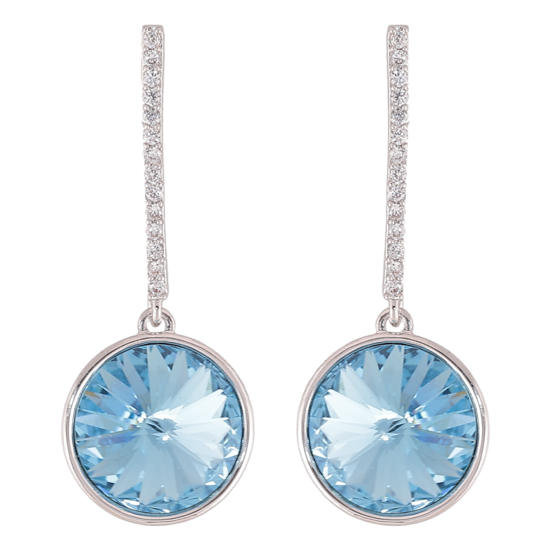 Сережки Xuping колір Родій з кристалами Swarovski пусети "Перлини із кристалами Aquamarine" фото №1 Сережки Xuping колір Родій з кристалами Swarovski пусети "Перлини із кристалами Aquamarine" фото №1