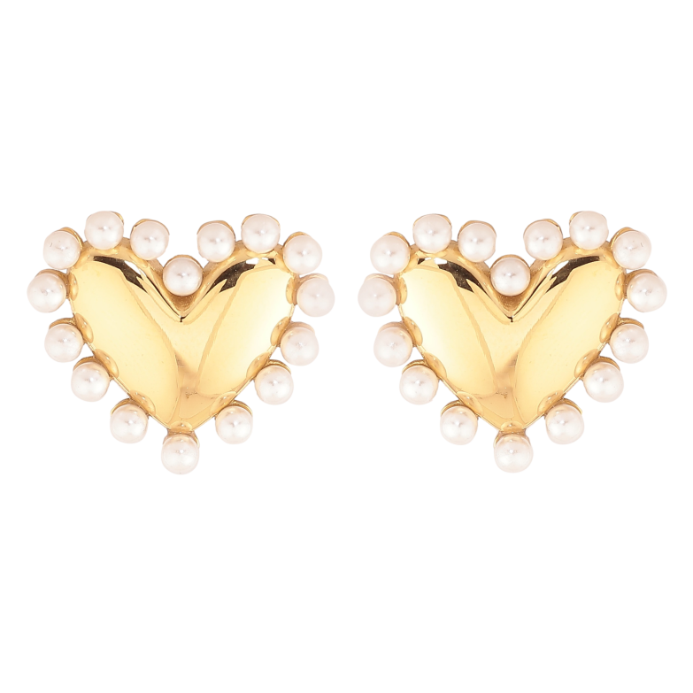 Серьги Нержавеющая сталь пусеты "Сердечки" фото №2