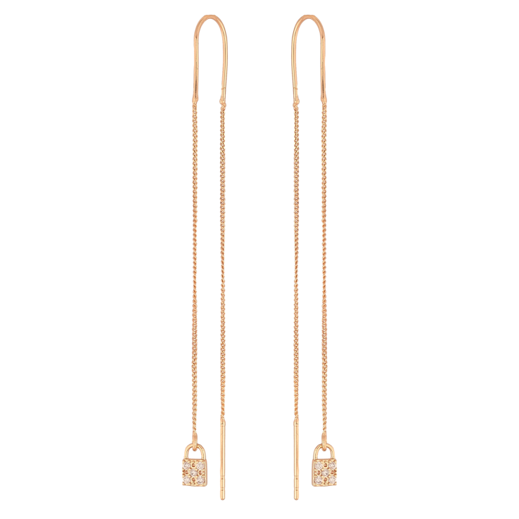Сережки Xuping M&L колір 18K протяжки "Замочки на ланцюжку" фото №6 Сережки Xuping M&L колір 18K протяжки "Замочки на ланцюжку" фото №6