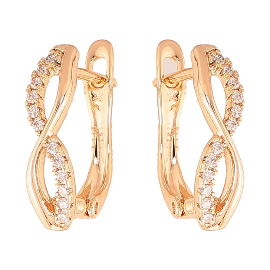 Серьги Xuping M&L цвет 18K английский замок "Узор с кристаллами" фото №1