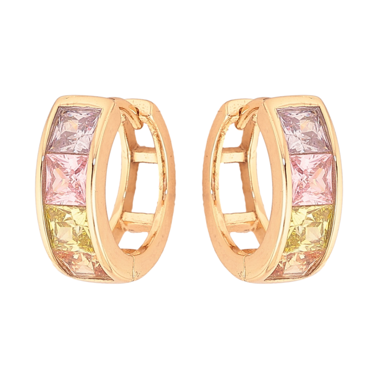 Сережки Xuping M&L колір 18K колечка "Дорожки кольорових кристалів" фото №6 Сережки Xuping M&L колір 18K колечка "Дорожки кольорових кристалів" фото №6