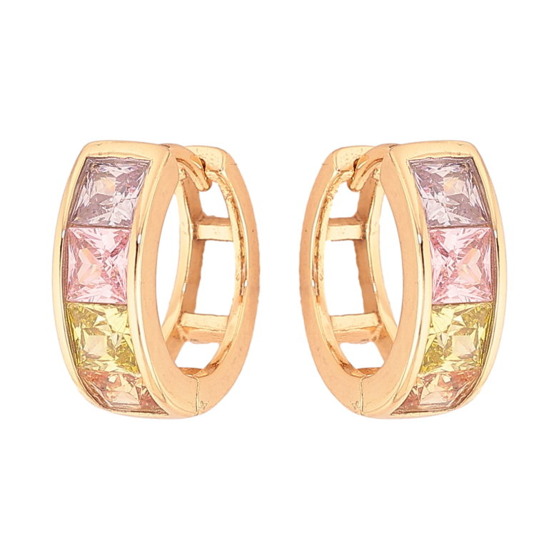 Сережки Xuping M&L колір 18K колечка "Дорожки кольорових кристалів" фото №5