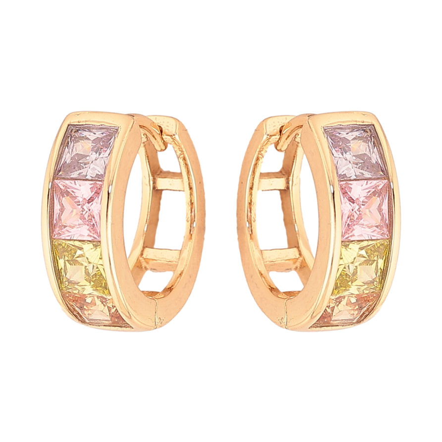 Сережки Xuping M&L колір 18K колечка "Дорожки кольорових кристалів" фото №1