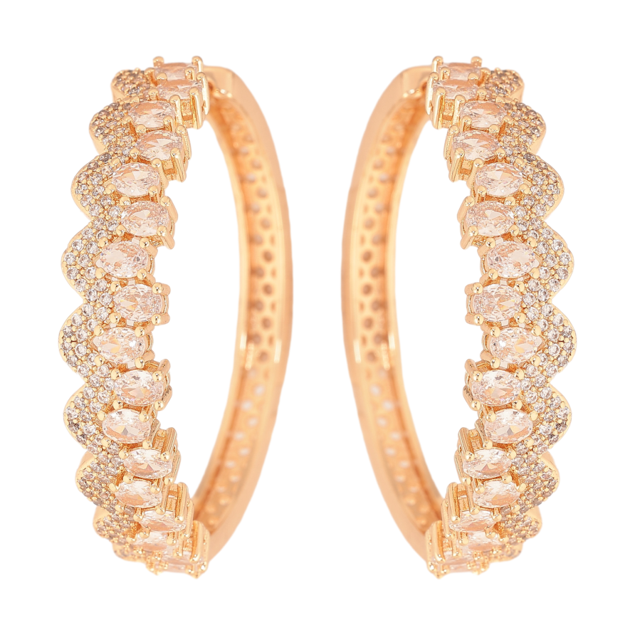 Сережки Xuping M&L колір 18K колечка "Інкрустація кристалами" фото №1 Сережки Xuping M&L колір 18K колечка "Інкрустація кристалами" фото №1