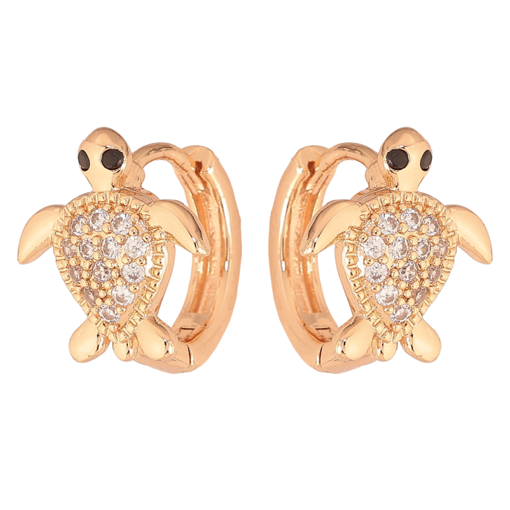 Сережки Xuping M&L колір 18K колечка "Черепашки з кристалами" фото №8 Сережки Xuping M&L колір 18K колечка "Черепашки з кристалами" фото №8