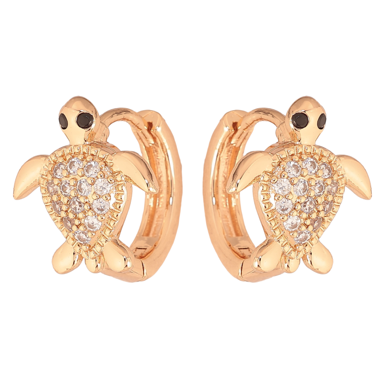 Сережки Xuping M&L колір 18K колечка "Черепашки з кристалами" фото №2 Сережки Xuping M&L колір 18K колечка "Черепашки з кристалами" фото №2