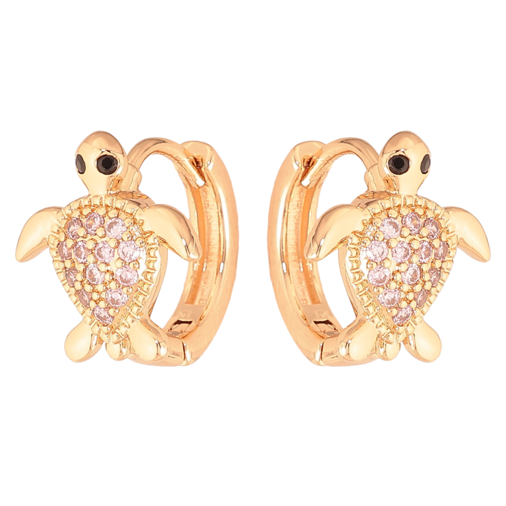 Сережки Xuping M&L колір 18K колечка "Черепашки з світло-рожевими кристалами" фото №10 Сережки Xuping M&L колір 18K колечка "Черепашки з світло-рожевими кристалами" фото №10