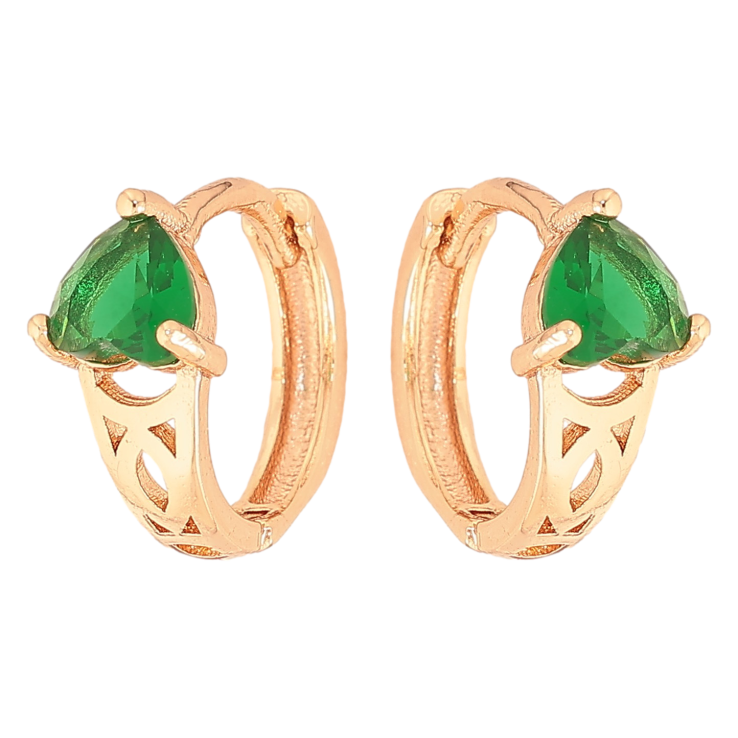 Сережки Xuping M&L колір 18K колечка "Візерунок з зеленими кристалами" фото №12 Сережки Xuping M&L колір 18K колечка "Візерунок з зеленими кристалами" фото №12