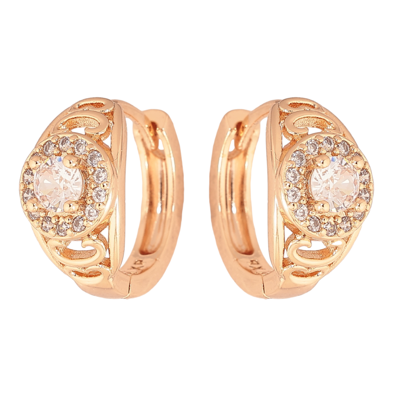 Сережки Xuping M&L колір 18K колечка "Інкрустація кристалами" фото №3 Сережки Xuping M&L колір 18K колечка "Інкрустація кристалами" фото №3
