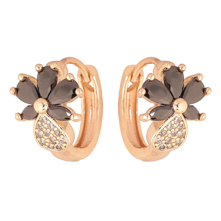 Серьги Xuping M&L цвет 18K колечки "Цветочки с черными кристаллами" фото №17 Серьги Xuping M&L цвет 18K колечки "Цветочки с черными кристаллами" фото №17