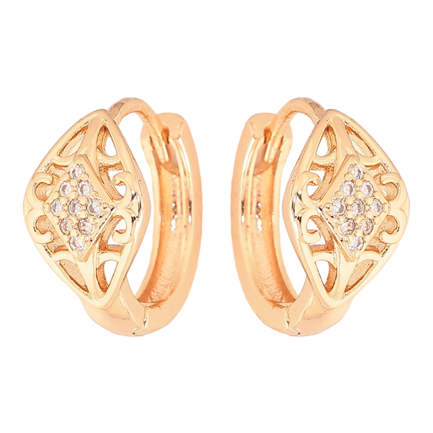 Серьги Xuping M&L цвет 18K колечки "Узор с кристаллами" фото №1 Серьги Xuping M&L цвет 18K колечки "Узор с кристаллами" фото №1