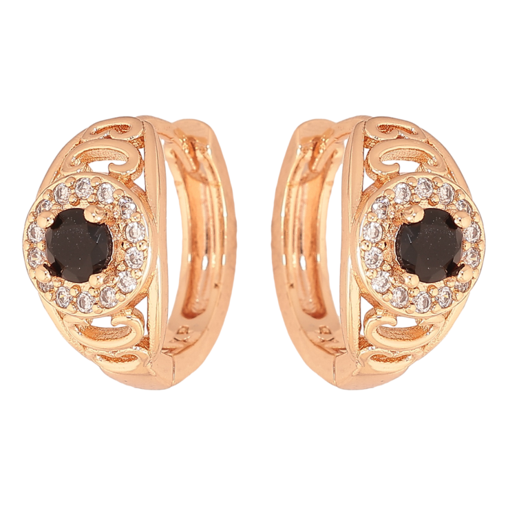 Серьги Xuping M&L цвет 18K колечки "Узор с черными кристаллами" фото №25 Серьги Xuping M&L цвет 18K колечки "Узор с черными кристаллами" фото №25