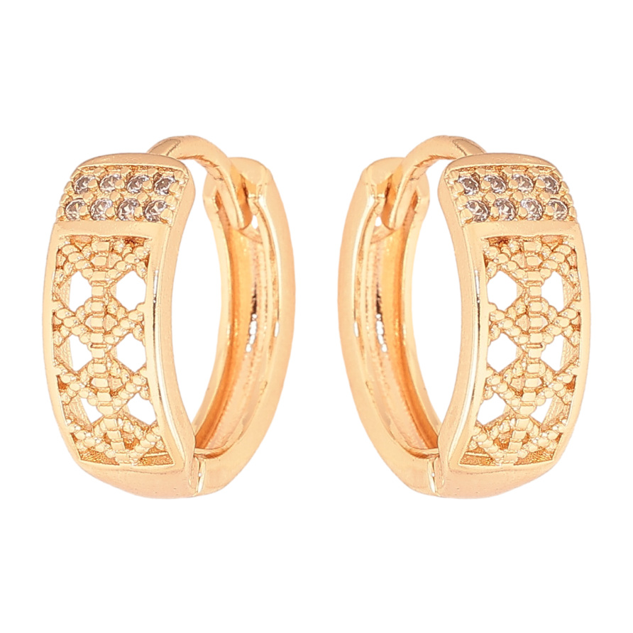 Серьги Xuping M&L цвет 18K колечки "Узор с кристаллами" фото №1 Серьги Xuping M&L цвет 18K колечки "Узор с кристаллами" фото №1