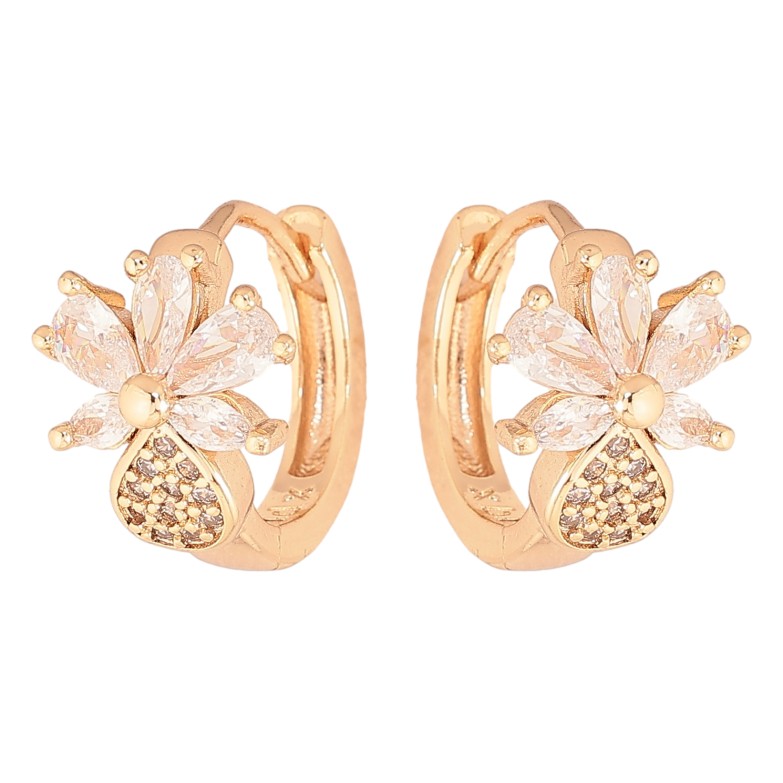 Сережки Xuping M&L колір 18K колечка "Квіточки з кристалами" фото №3 Сережки Xuping M&L колір 18K колечка "Квіточки з кристалами" фото №3
