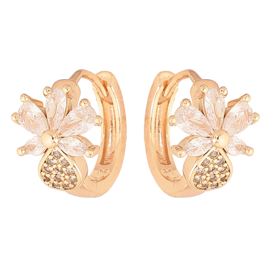 Сережки Xuping M&L колір 18K колечка "Квіточки з кристалами" фото №1 Сережки Xuping M&L колір 18K колечка "Квіточки з кристалами" фото №1