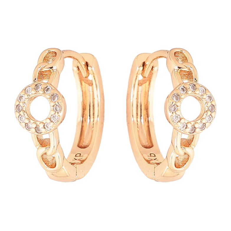 Сережки Xuping M&L колір 18K колечка "Візерунок з кристалами" фото №2 Сережки Xuping M&L колір 18K колечка "Візерунок з кристалами" фото №2