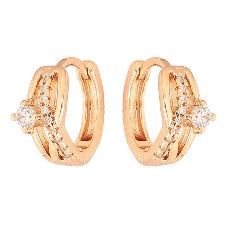 Серьги Xuping M&L цвет 18K колечки "Узор с кристаллами" фото №9
