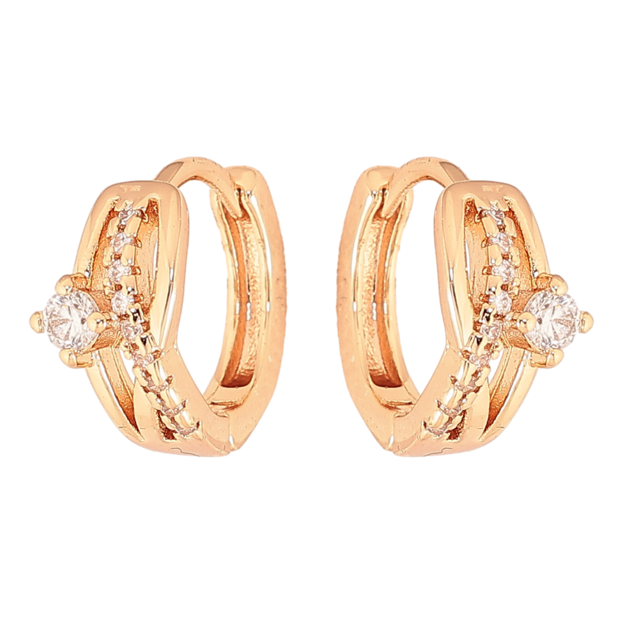 Серьги Xuping M&L цвет 18K колечки "Узор с кристаллами" фото №1 Серьги Xuping M&L цвет 18K колечки "Узор с кристаллами" фото №1