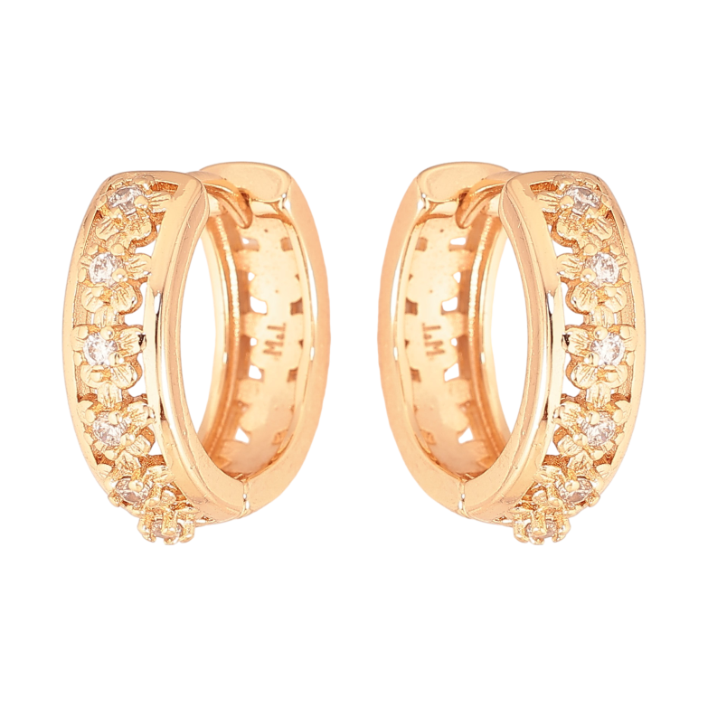 Сережки Xuping M&L колір 18K колечка "Квітковий візерунок з кристалами" фото №22 Сережки Xuping M&L колір 18K колечка "Квітковий візерунок з кристалами" фото №22