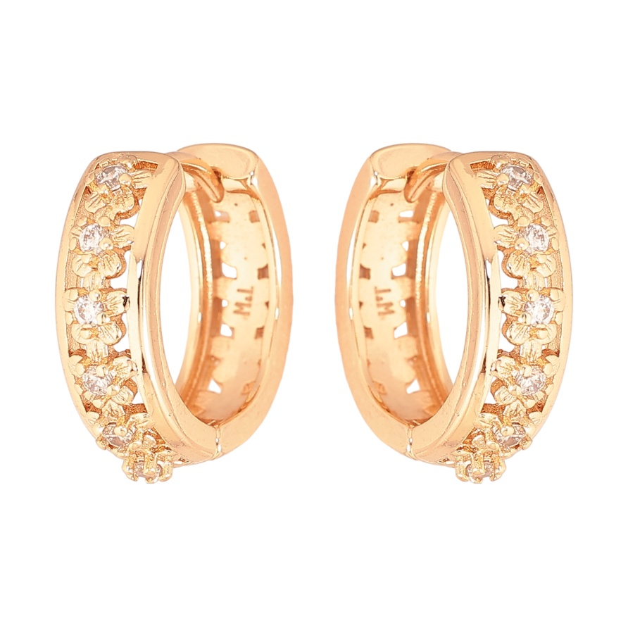 Сережки Xuping M&L колір 18K колечка "Квітковий візерунок з кристалами" фото №1 Сережки Xuping M&L колір 18K колечка "Квітковий візерунок з кристалами" фото №1