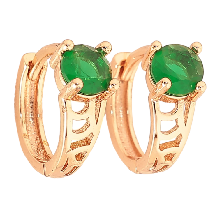 Сережки Xuping M&L колір 18K колечка "Візерунок з зеленими кристалами" фото №8 Сережки Xuping M&L колір 18K колечка "Візерунок з зеленими кристалами" фото №8