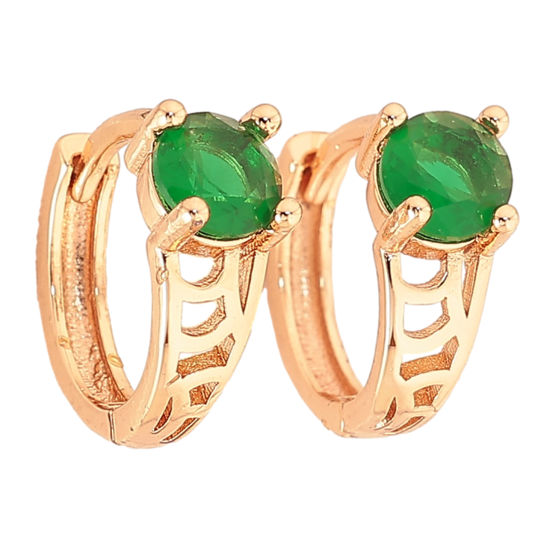Сережки Xuping M&L колір 18K колечка "Візерунок з зеленими кристалами" фото №5 Сережки Xuping M&L колір 18K колечка "Візерунок з зеленими кристалами" фото №5