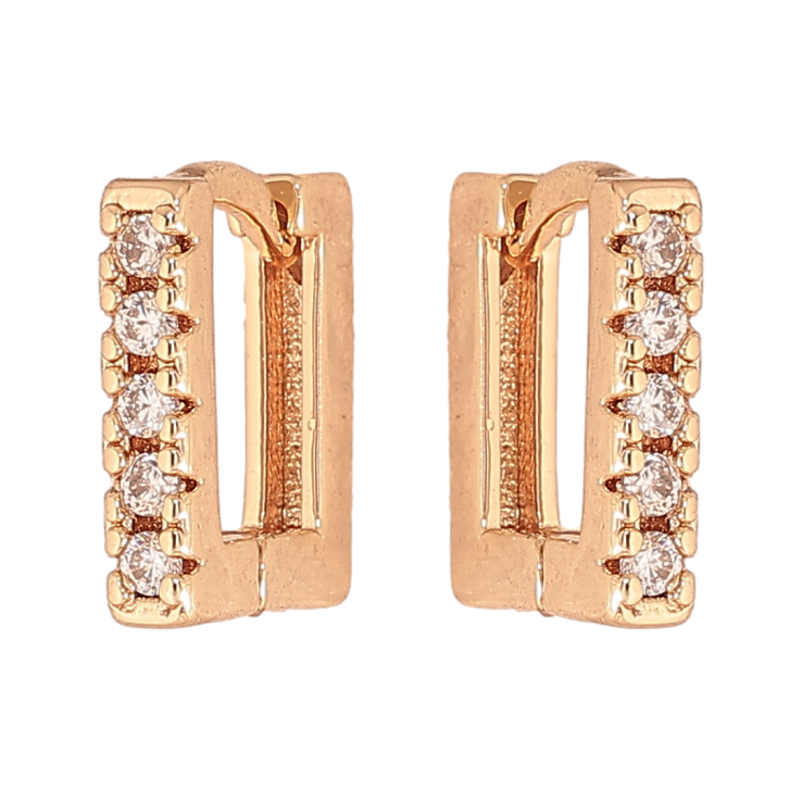 Серьги Xuping M&L цвет 18K колечки "Квадратные с кристаллами" фото №3