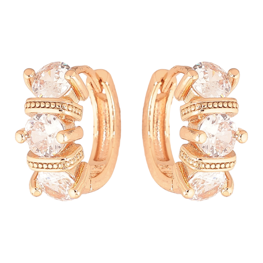 Серьги Xuping M&L цвет 18K колечки "Узор с кристаллами" фото №1 Серьги Xuping M&L цвет 18K колечки "Узор с кристаллами" фото №1