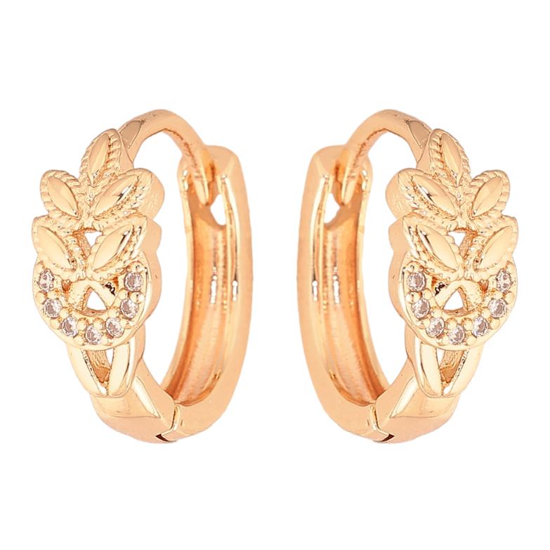 Сережки Xuping M&L колір 18K колечка "Візерунок з кристалами" вигнуті застібки фото №2